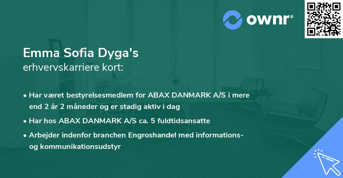Emma Sofia Dyga's erhvervskarriere kort