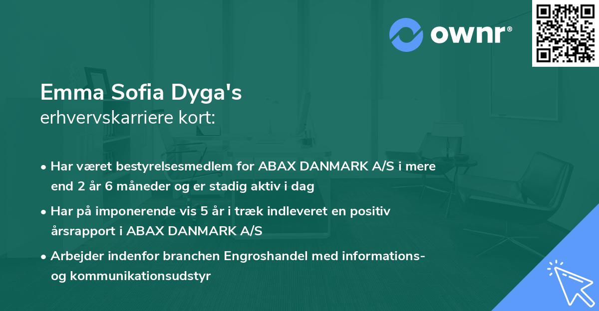 Emma Sofia Dyga's erhvervskarriere kort