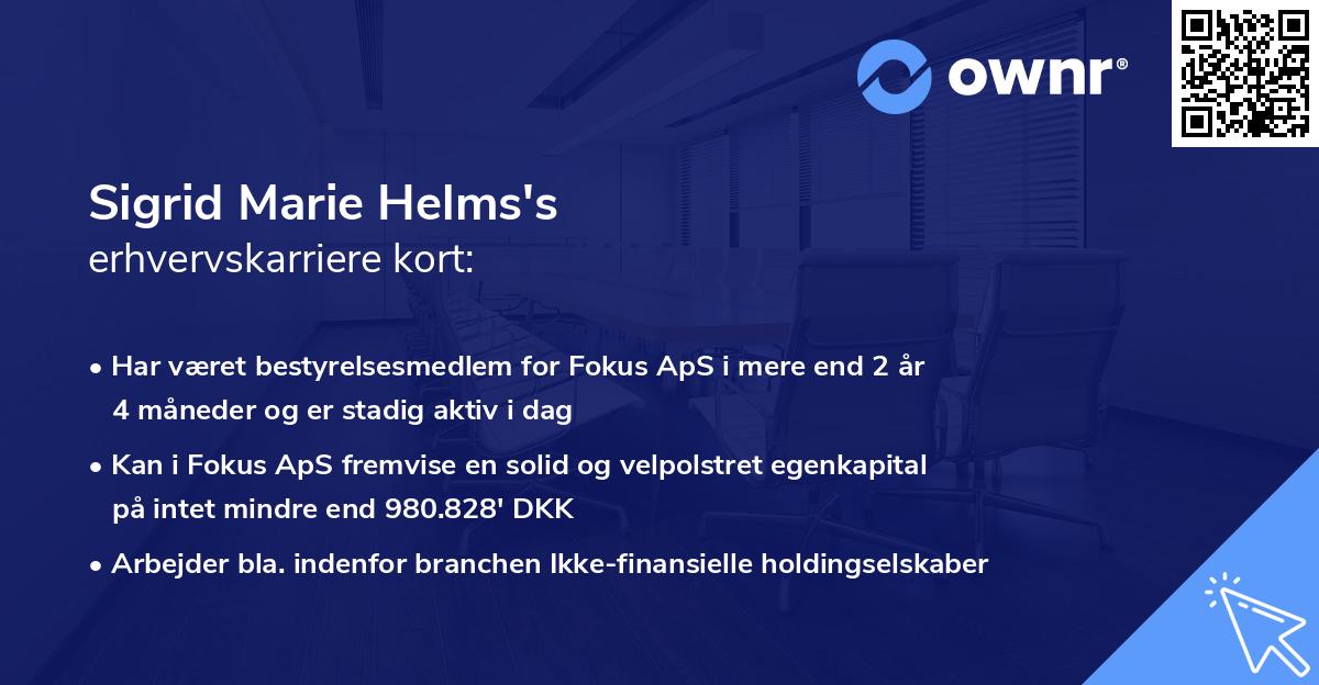 Sigrid Marie Helms's erhvervskarriere kort
