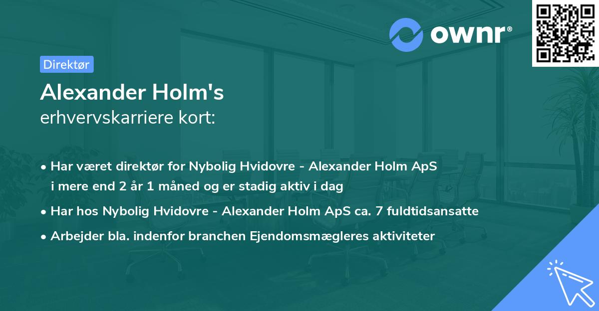 Alexander Holm's erhvervskarriere kort
