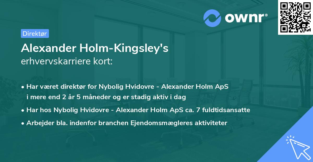 Alexander Holm-Kingsley's erhvervskarriere kort
