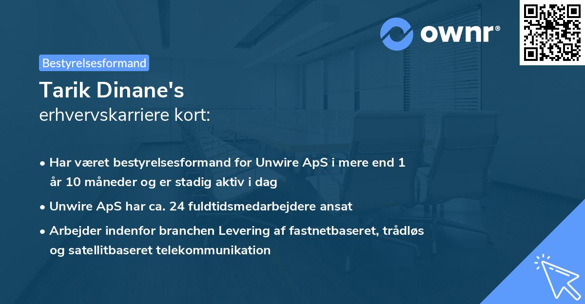 Tarik Dinane's erhvervskarriere kort
