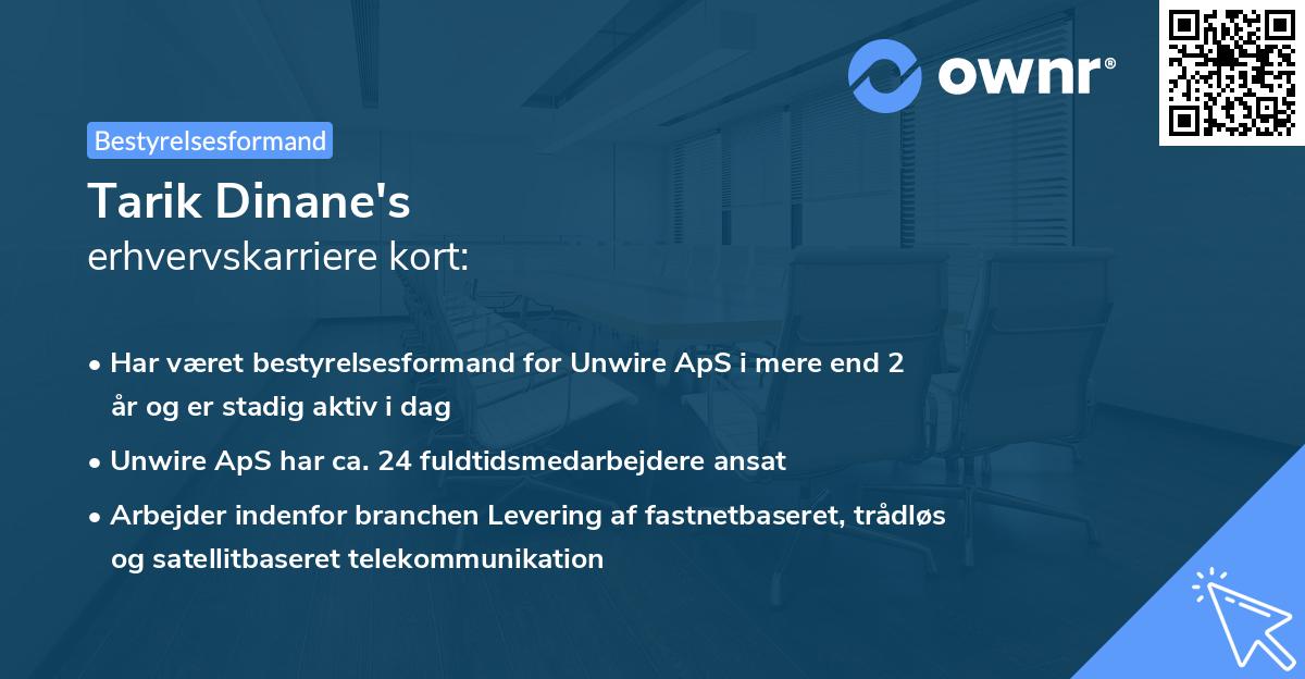 Tarik Dinane's erhvervskarriere kort