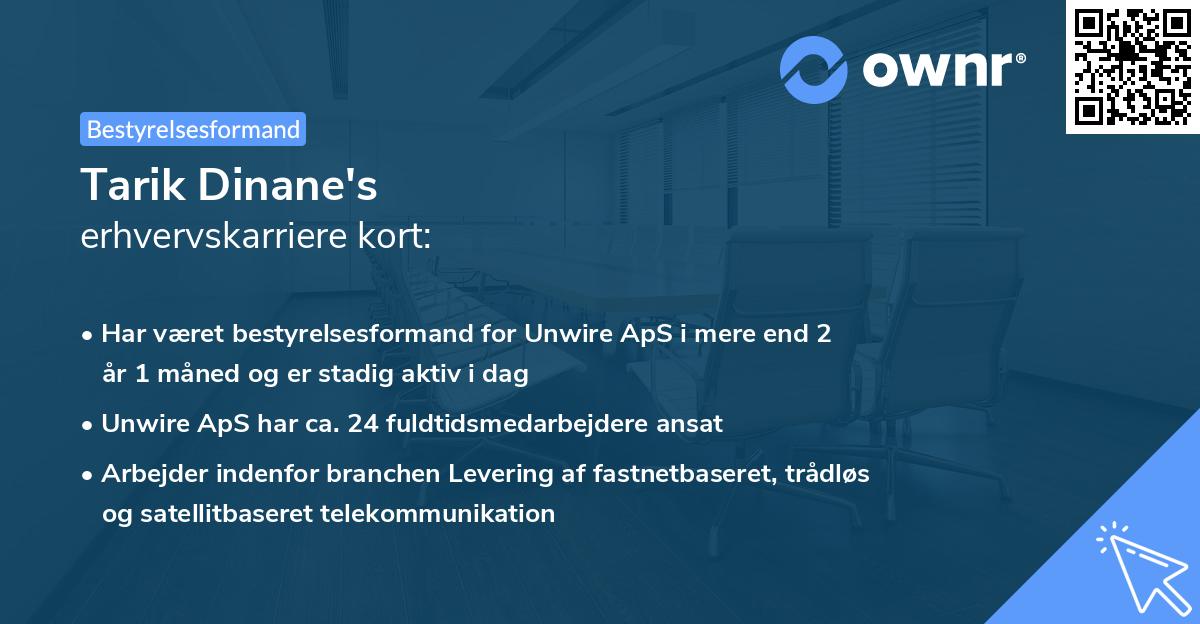 Tarik Dinane's erhvervskarriere kort
