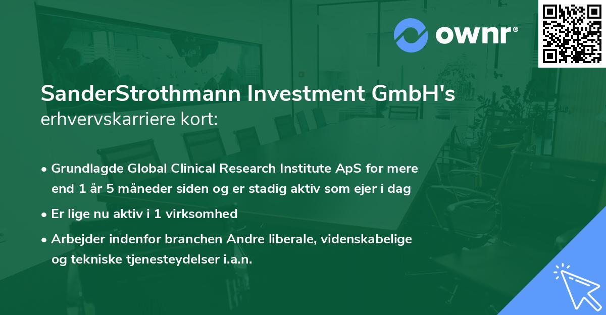 SanderStrothmann Investment GmbH's erhvervskarriere kort