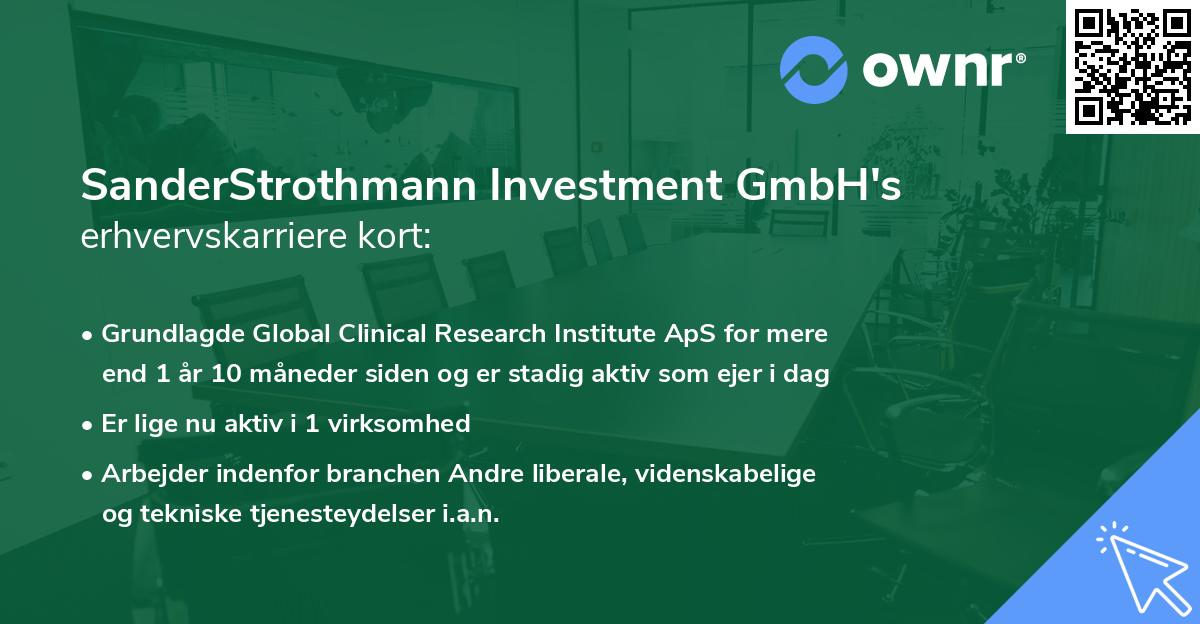 SanderStrothmann Investment GmbH's erhvervskarriere kort