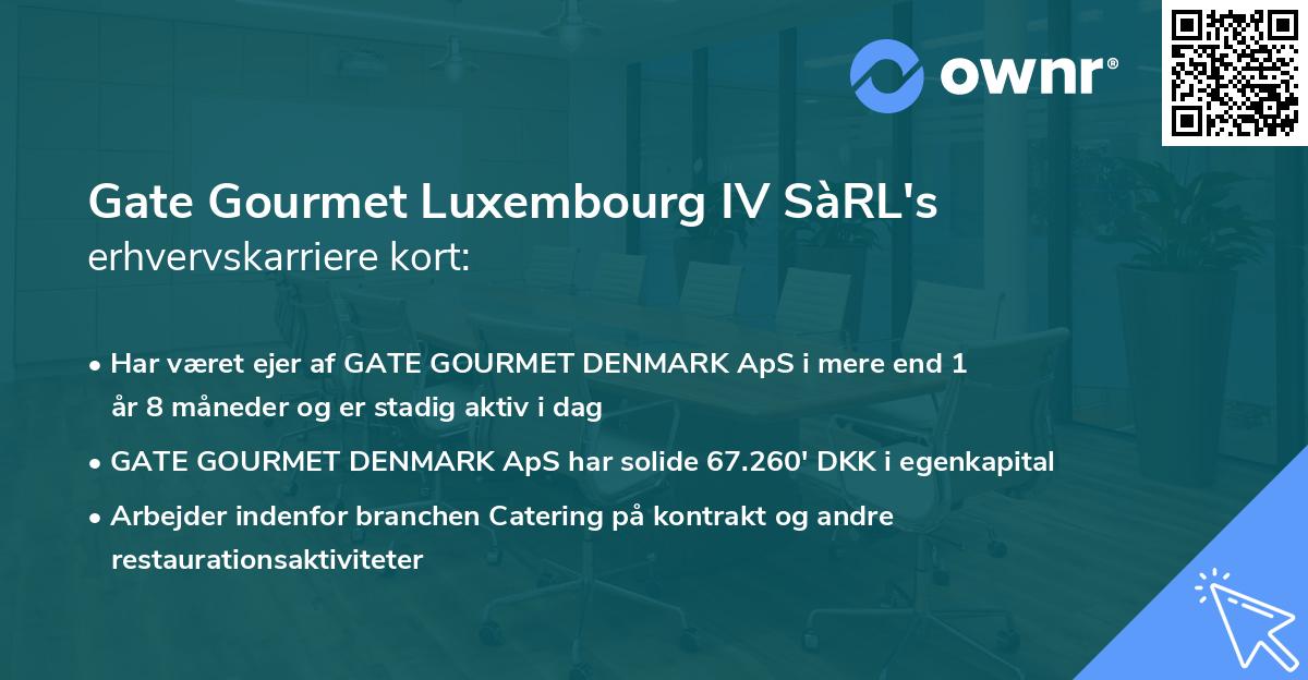 Gate Gourmet Luxembourg IV SàRL's erhvervskarriere kort