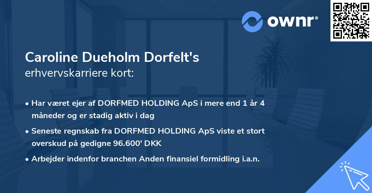 Caroline Dueholm Dorfelt's erhvervskarriere kort