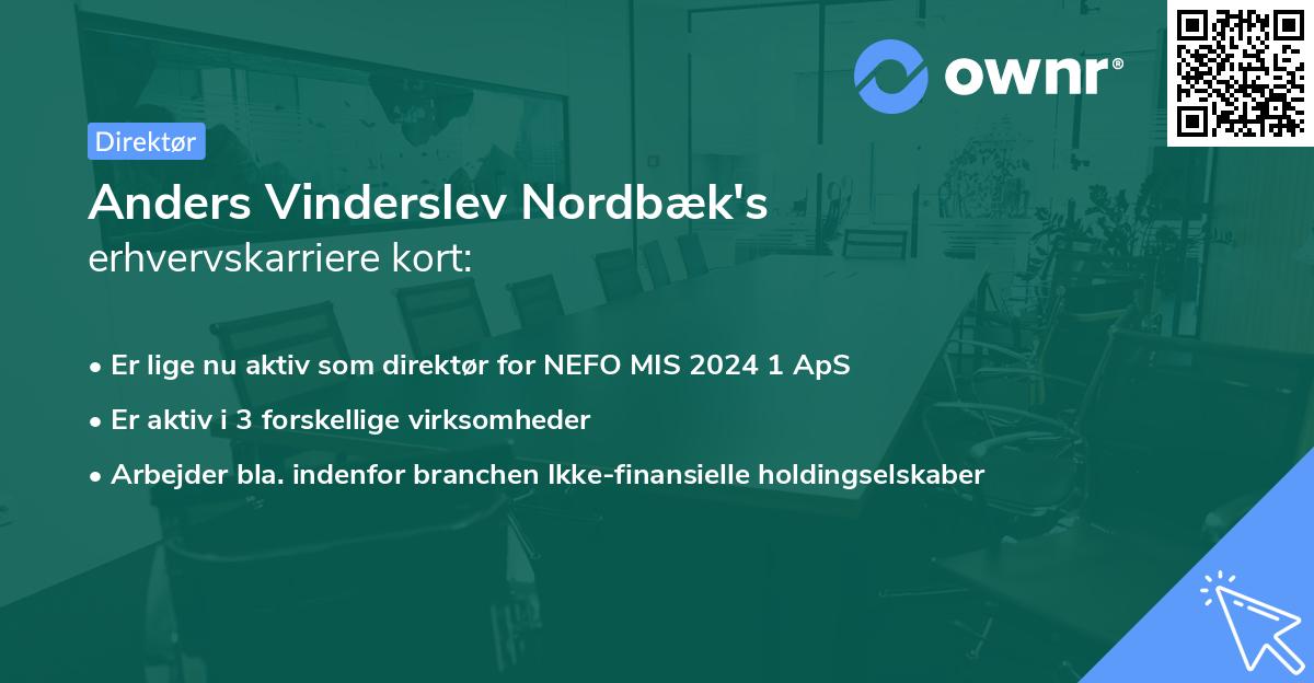 Anders Vinderslev Nordbæk's erhvervskarriere kort