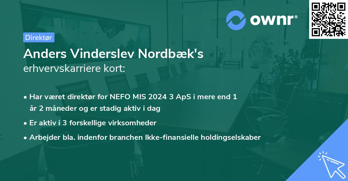 Anders Vinderslev Nordbæk's erhvervskarriere kort