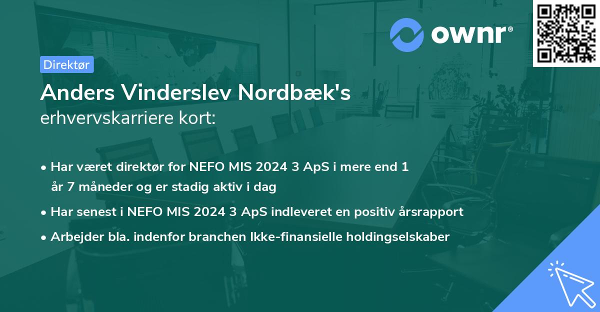 Anders Vinderslev Nordbæk's erhvervskarriere kort