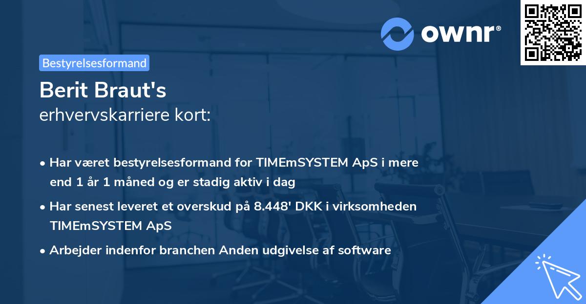 Berit Braut's erhvervskarriere kort