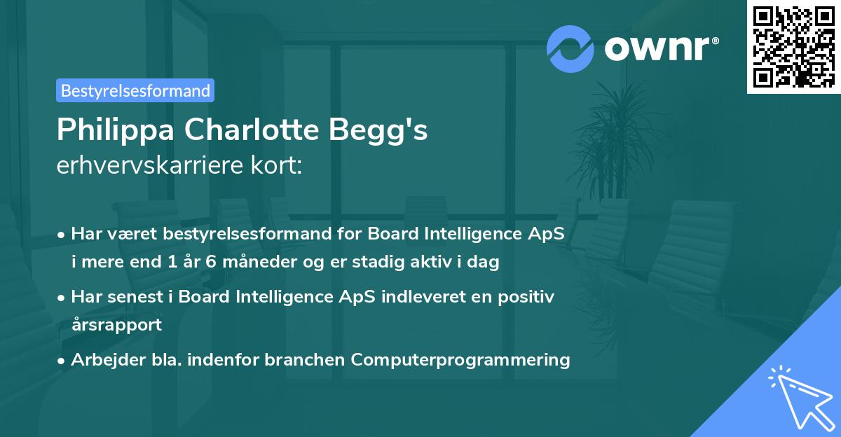 Philippa Charlotte Begg's erhvervskarriere kort