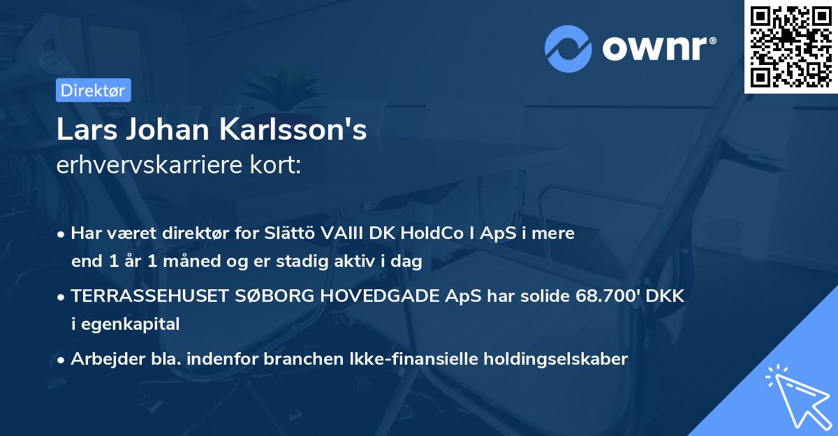 Lars Johan Karlsson's erhvervskarriere kort