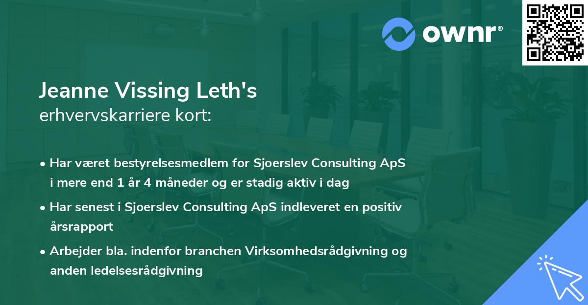 Jeanne Vissing Leth's erhvervskarriere kort