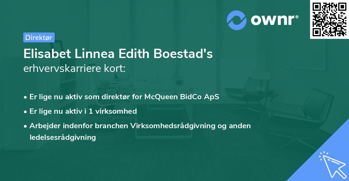 Elisabet Linnea Edith Boestad's erhvervskarriere kort