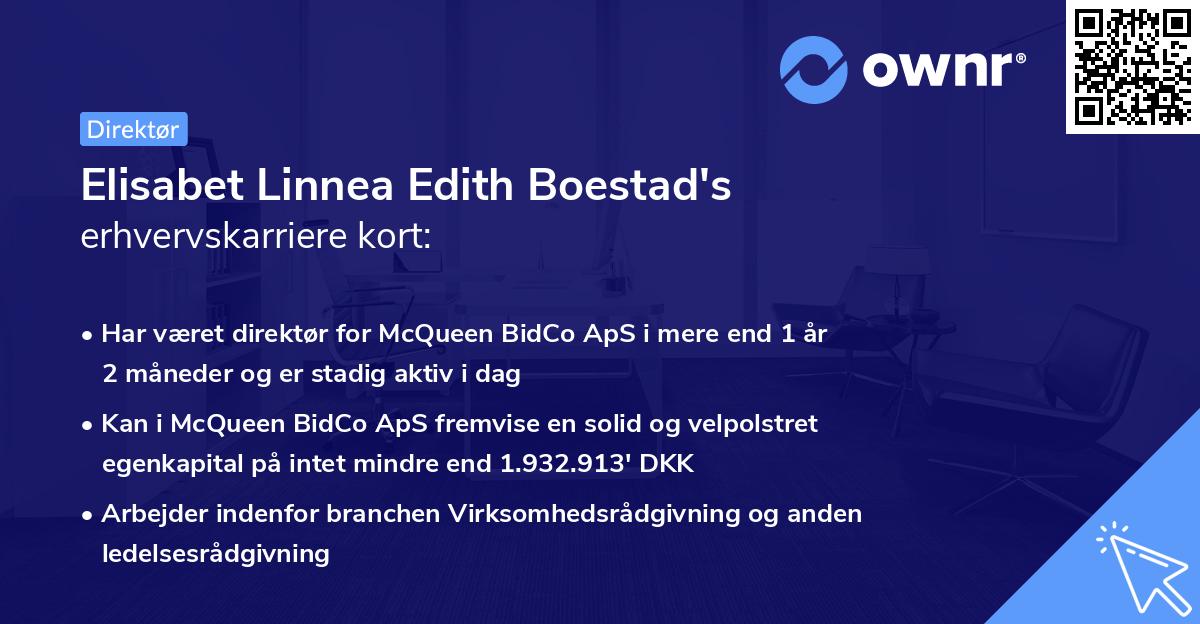 Elisabet Linnea Edith Boestad's erhvervskarriere kort