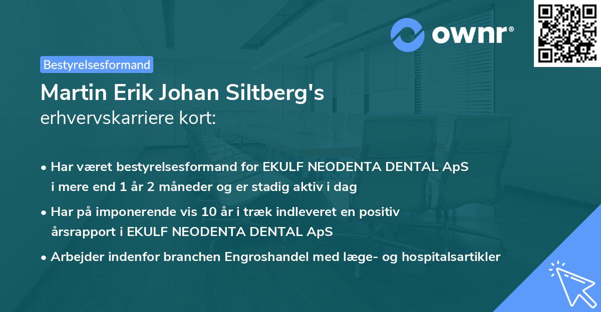 Martin Erik Johan Siltberg's erhvervskarriere kort