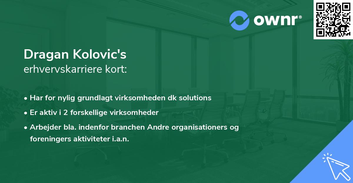 Dragan Kolovic's erhvervskarriere kort