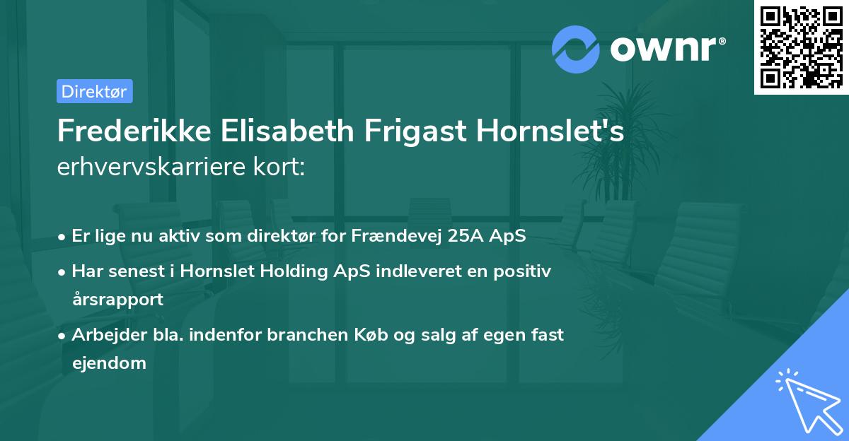 Frederikke Elisabeth Frigast Hornslet's erhvervskarriere kort