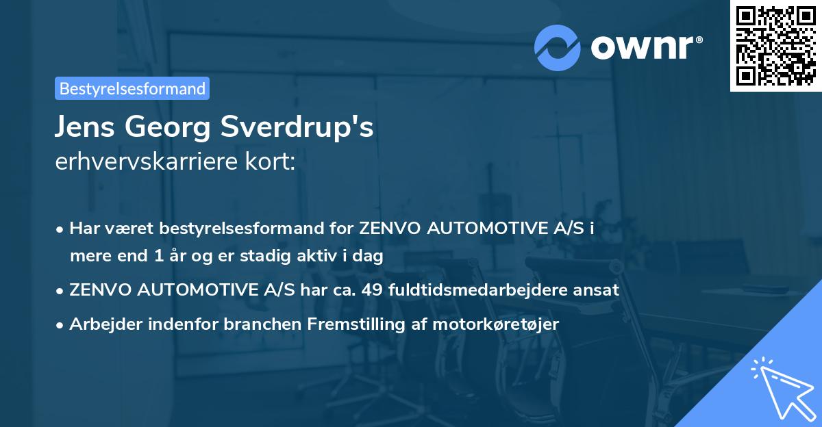 Jens Georg Sverdrup's erhvervskarriere kort