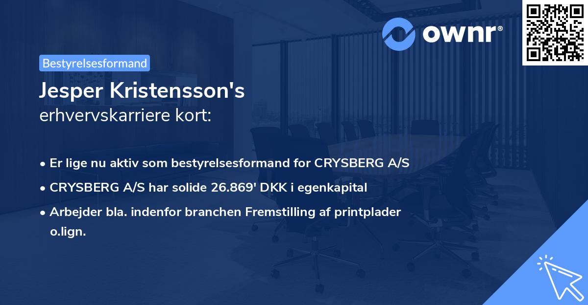 Jesper Kristensson's erhvervskarriere kort