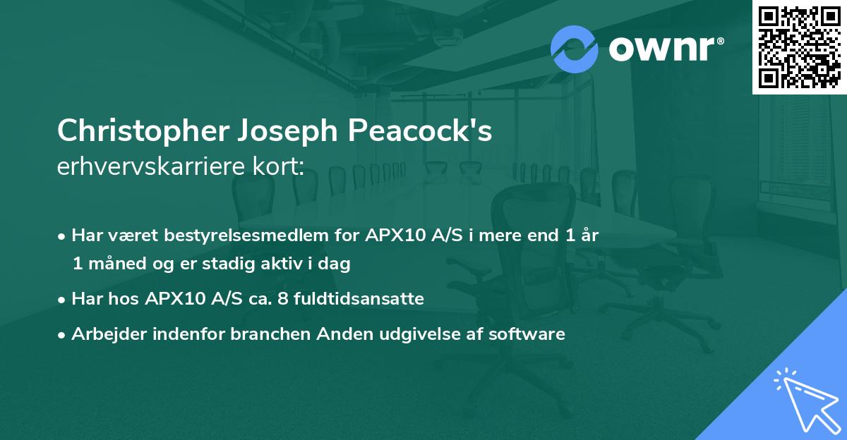Christopher Joseph Peacock's erhvervskarriere kort
