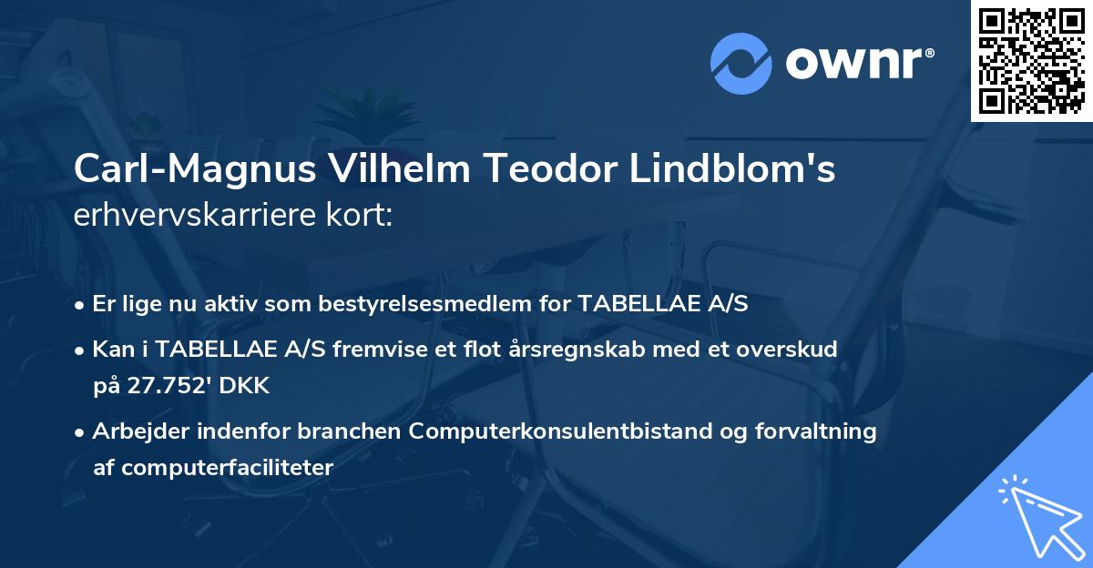 Carl-Magnus Vilhelm Teodor Lindblom's erhvervskarriere kort