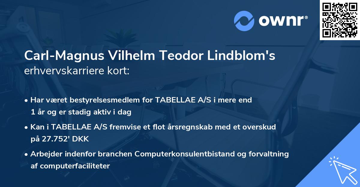 Carl-Magnus Vilhelm Teodor Lindblom's erhvervskarriere kort