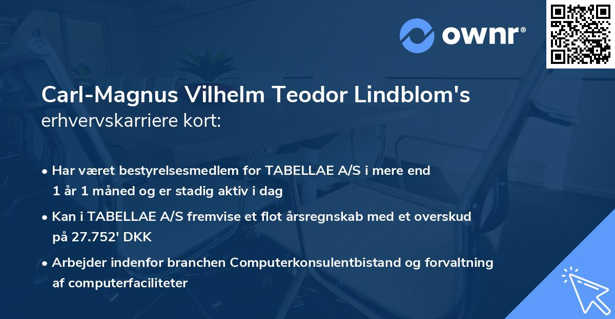Carl-Magnus Vilhelm Teodor Lindblom's erhvervskarriere kort