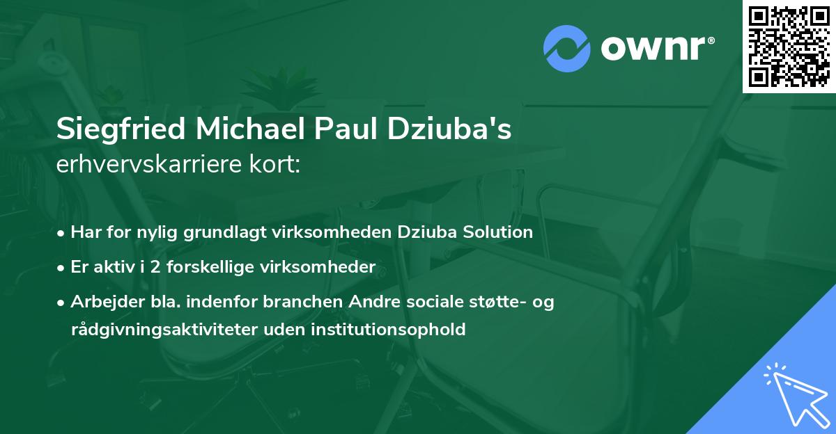 Siegfried Michael Paul Dziuba's erhvervskarriere kort