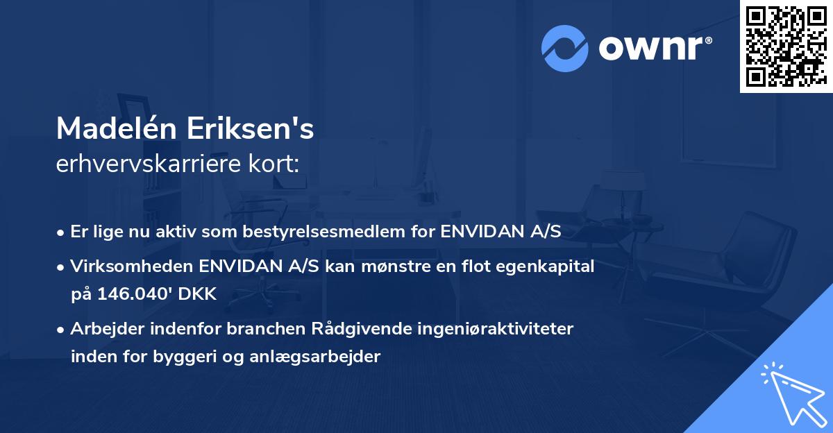 Madelén Eriksen's erhvervskarriere kort
