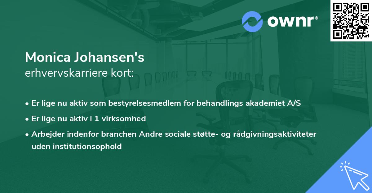 Monica Johansen's erhvervskarriere kort