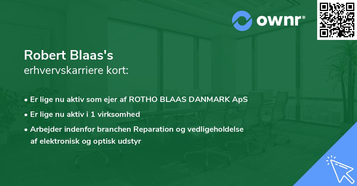 Robert Blaas's erhvervskarriere kort