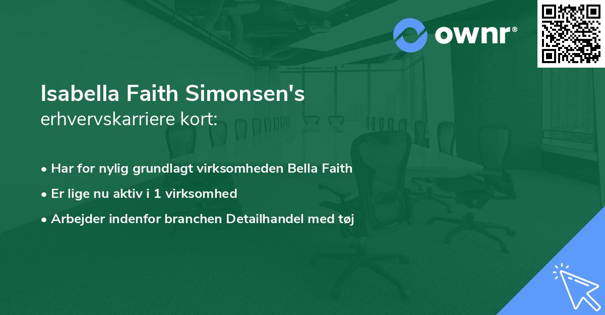 Isabella Faith Simonsen's erhvervskarriere kort