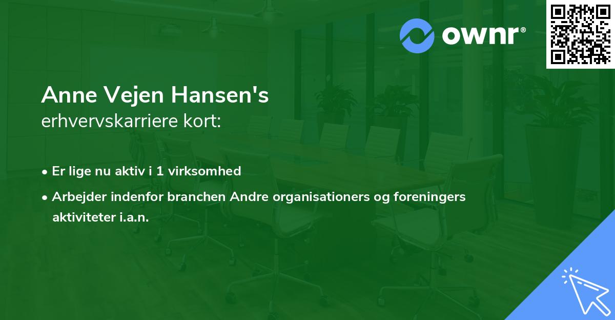 Anne Vejen Hansen's erhvervskarriere kort
