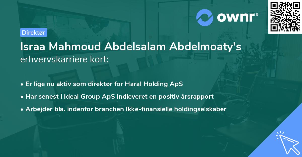 Israa Mahmoud Abdelsalam Abdelmoaty's erhvervskarriere kort