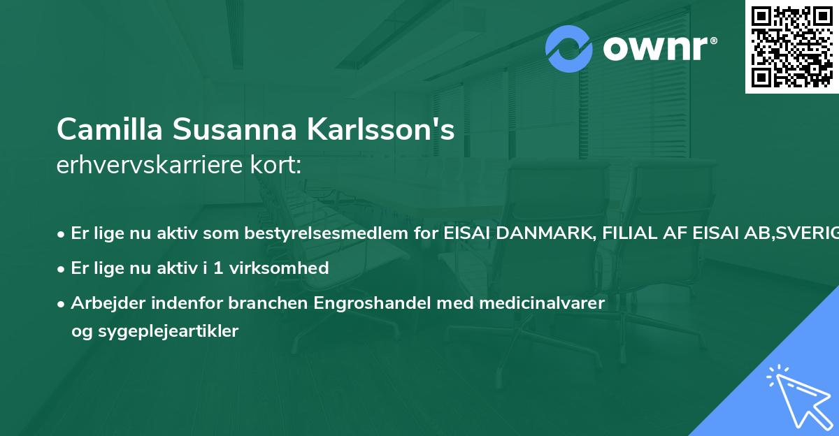 Camilla Susanna Karlsson's erhvervskarriere kort