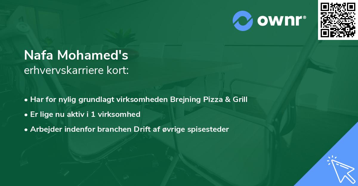 Nafa Mohamed's erhvervskarriere kort