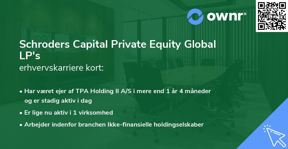 Schroders Capital Private Equity Global LP's erhvervskarriere kort