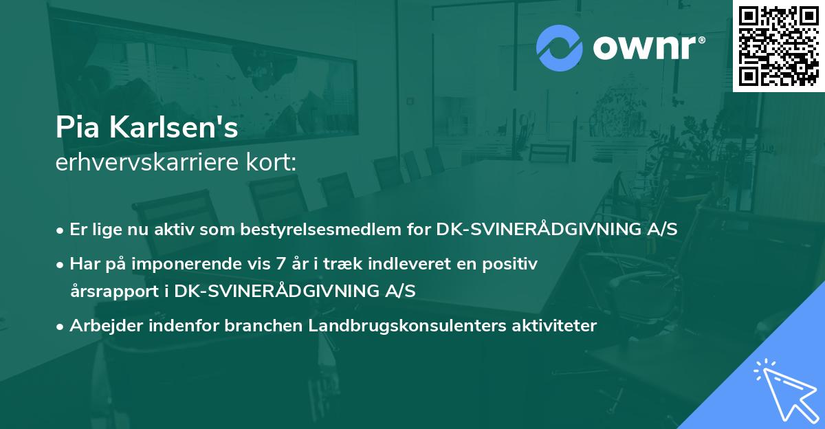 Pia Karlsen's erhvervskarriere kort