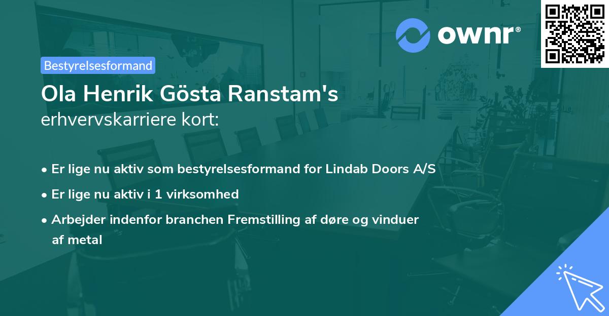 Ola Henrik Gösta Ranstam's erhvervskarriere kort