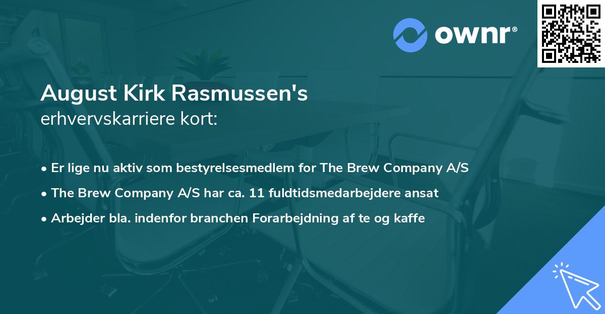 August Kirk Rasmussen's erhvervskarriere kort