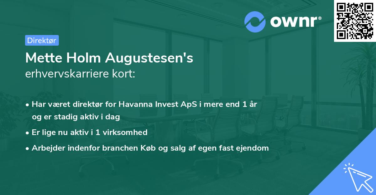 Mette Holm Augustesen's erhvervskarriere kort