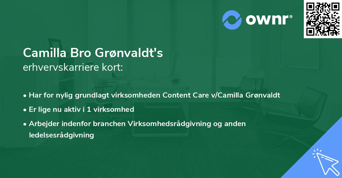 Camilla Bro Grønvaldt's erhvervskarriere kort