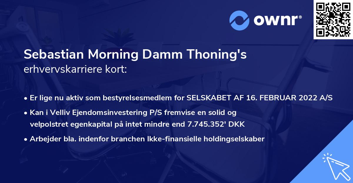 Sebastian Morning Damm Thoning's erhvervskarriere kort