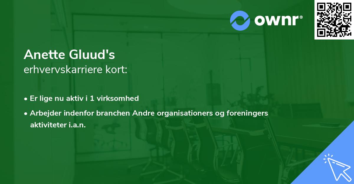 Anette Gluud's erhvervskarriere kort