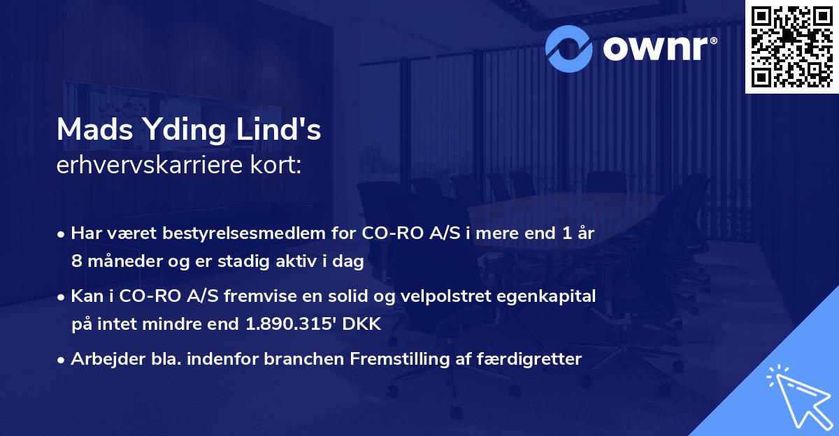 Mads Yding Lind's erhvervskarriere kort