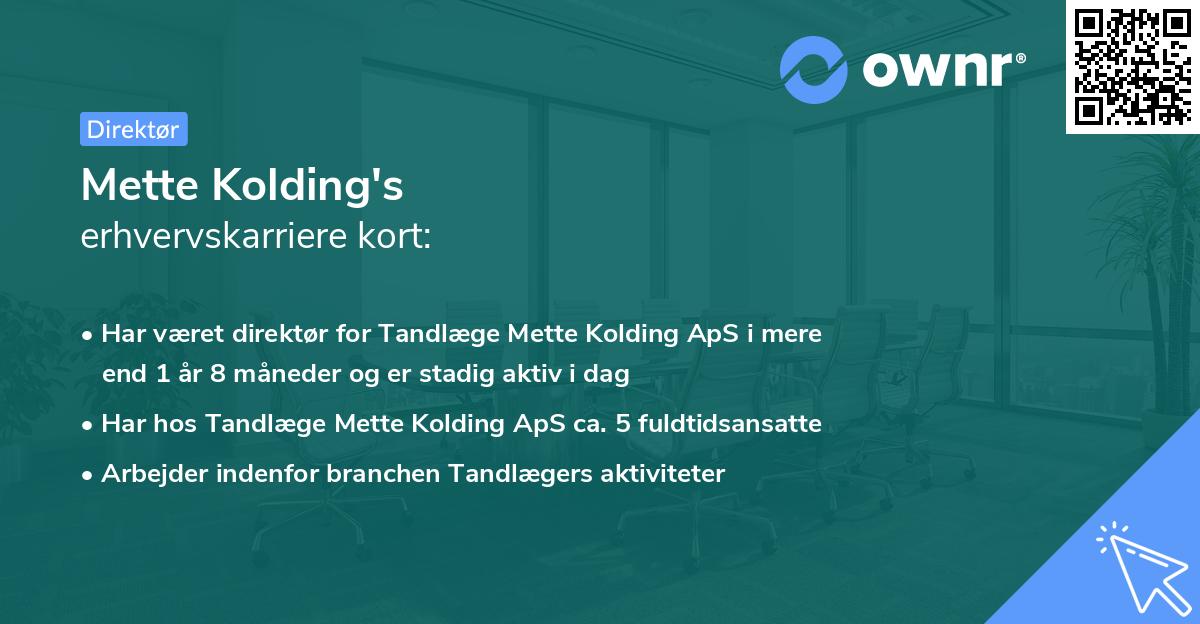 Mette Kolding's erhvervskarriere kort