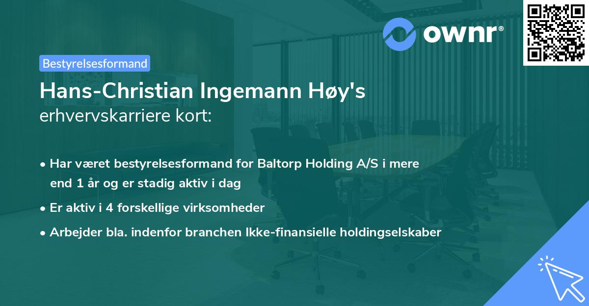 Hans-Christian Ingemann Høy's erhvervskarriere kort